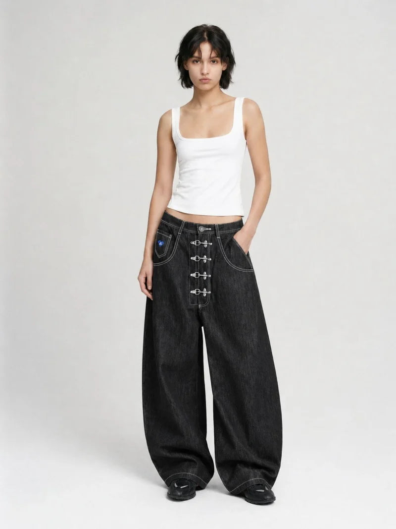 [Pre-Order] Aelfric Eden Metal Button Raw Barrel Jeans